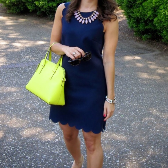j crew navy scalloped dress